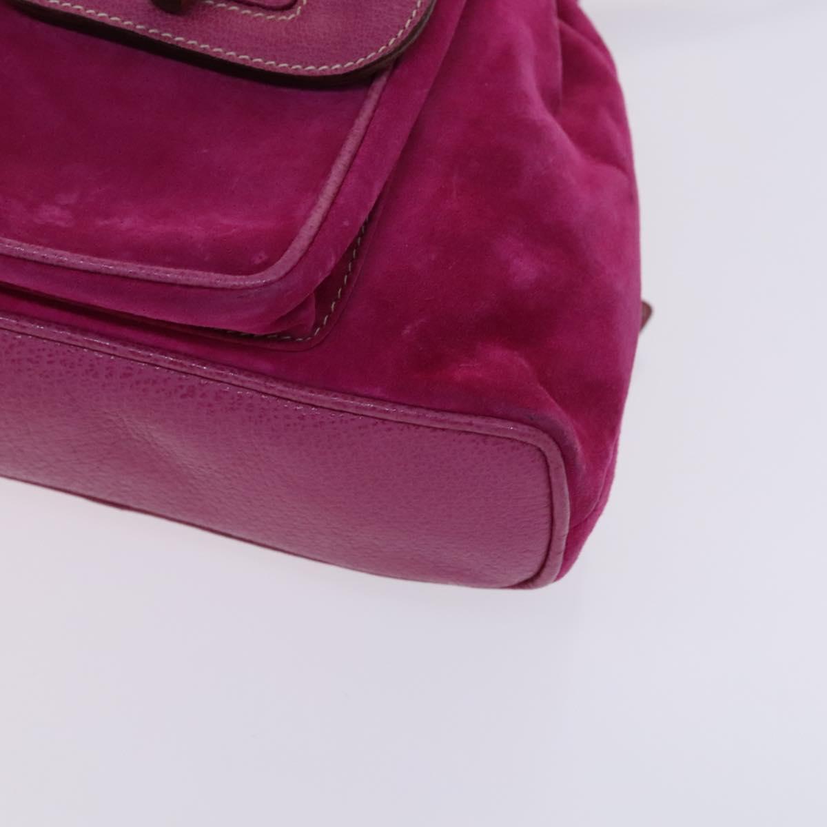 GUCCI Bamboo Backpack Suede Pink Gold 003 1705 0030 Auth nb002