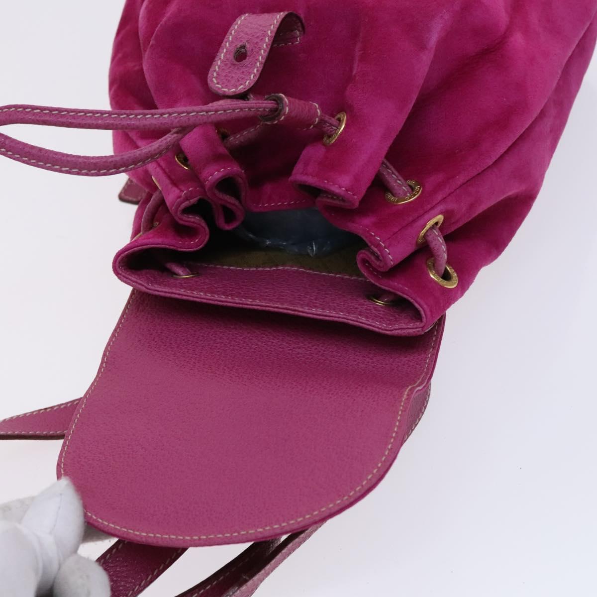 GUCCI Bamboo Backpack Suede Pink Gold 003 1705 0030 Auth nb002