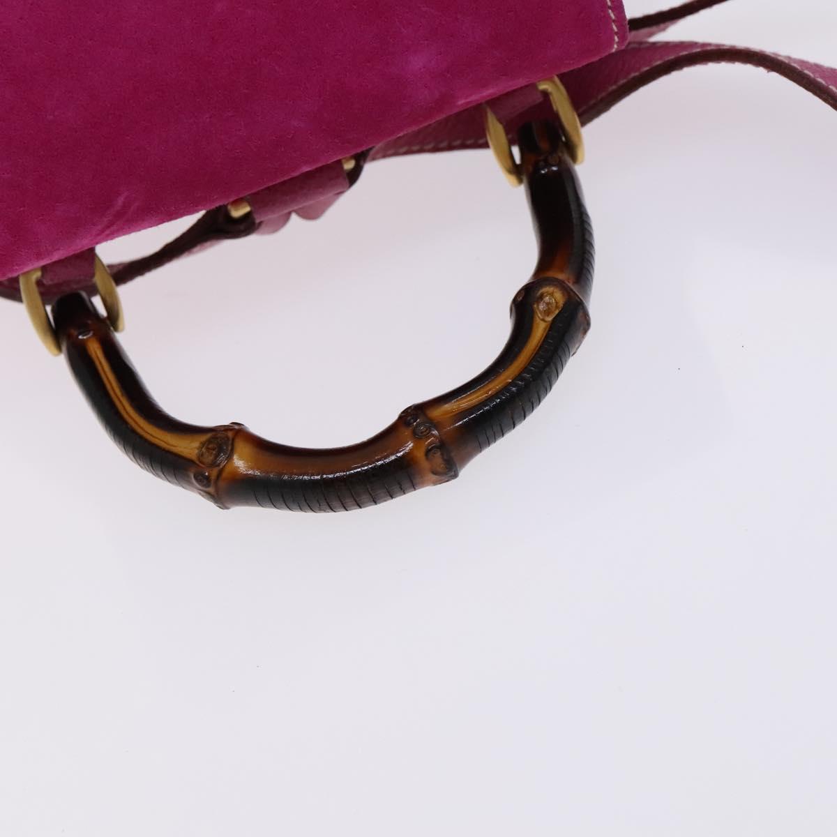 GUCCI Bamboo Backpack Suede Pink Gold 003 1705 0030 Auth nb002