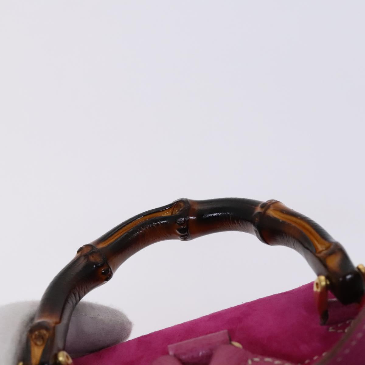 GUCCI Bamboo Backpack Suede Pink Gold 003 1705 0030 Auth nb002