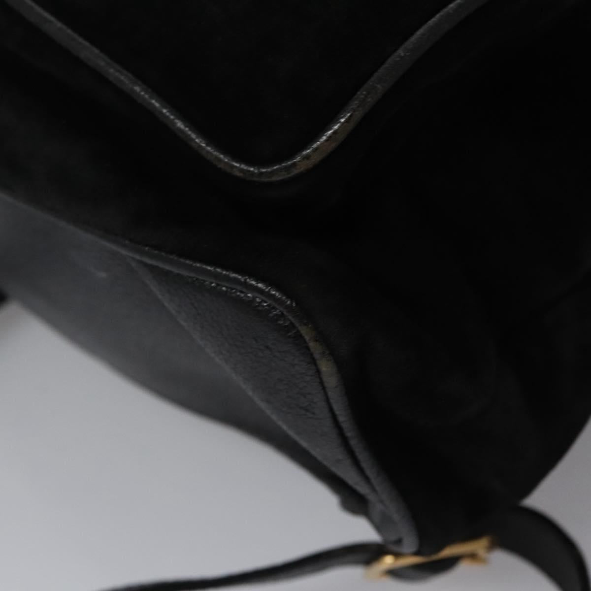 GUCCI Bamboo Backpack Suede Leather Black Gold 003 58 0016 Auth nb007