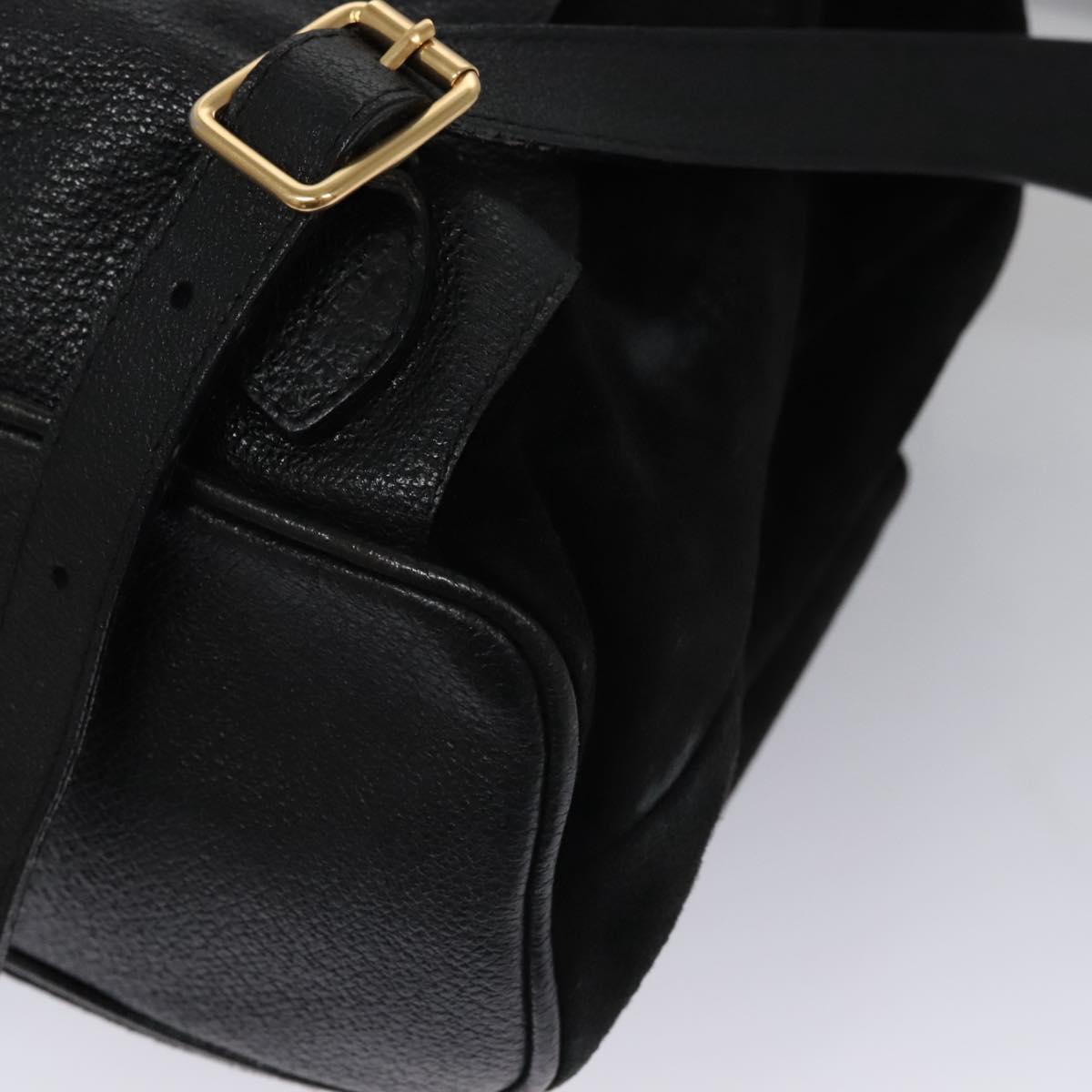 GUCCI Bamboo Backpack Suede Leather Black Gold 003 58 0016 Auth nb007