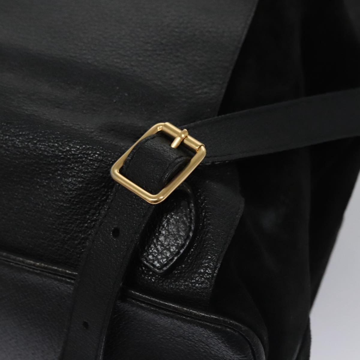GUCCI Bamboo Backpack Suede Leather Black Gold 003 58 0016 Auth nb007