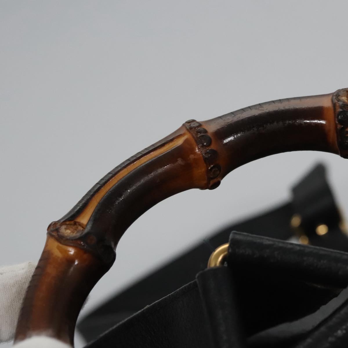 GUCCI Bamboo Backpack Suede Leather Black Gold 003 58 0016 Auth nb007