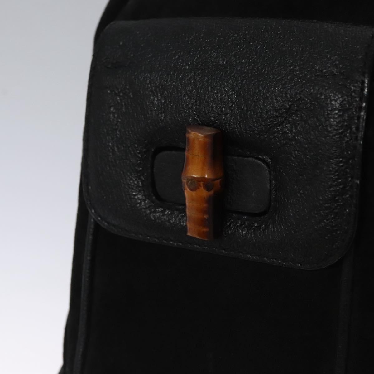 GUCCI Bamboo Backpack Suede Leather Black Gold 003 2058 0016 Auth nb010
