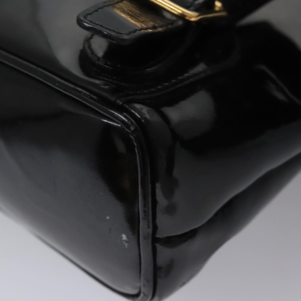 GUCCI Bamboo Backpack Patent leather Black 003 2058 0030 Auth nb014