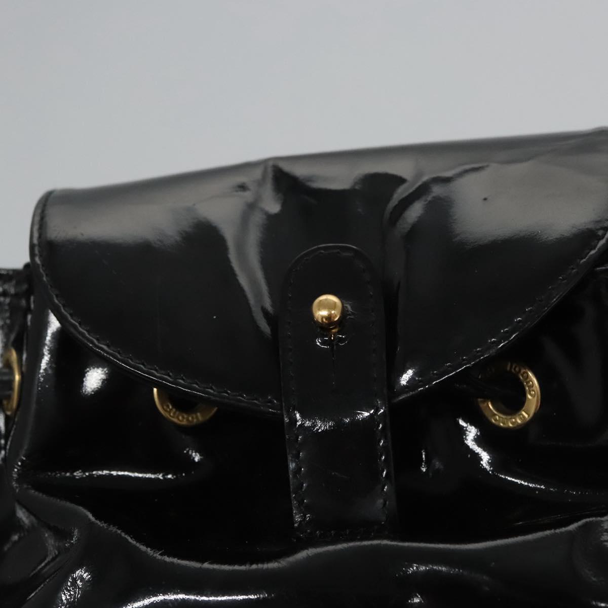 GUCCI Bamboo Backpack Patent leather Black 003 2058 0030 Auth nb014