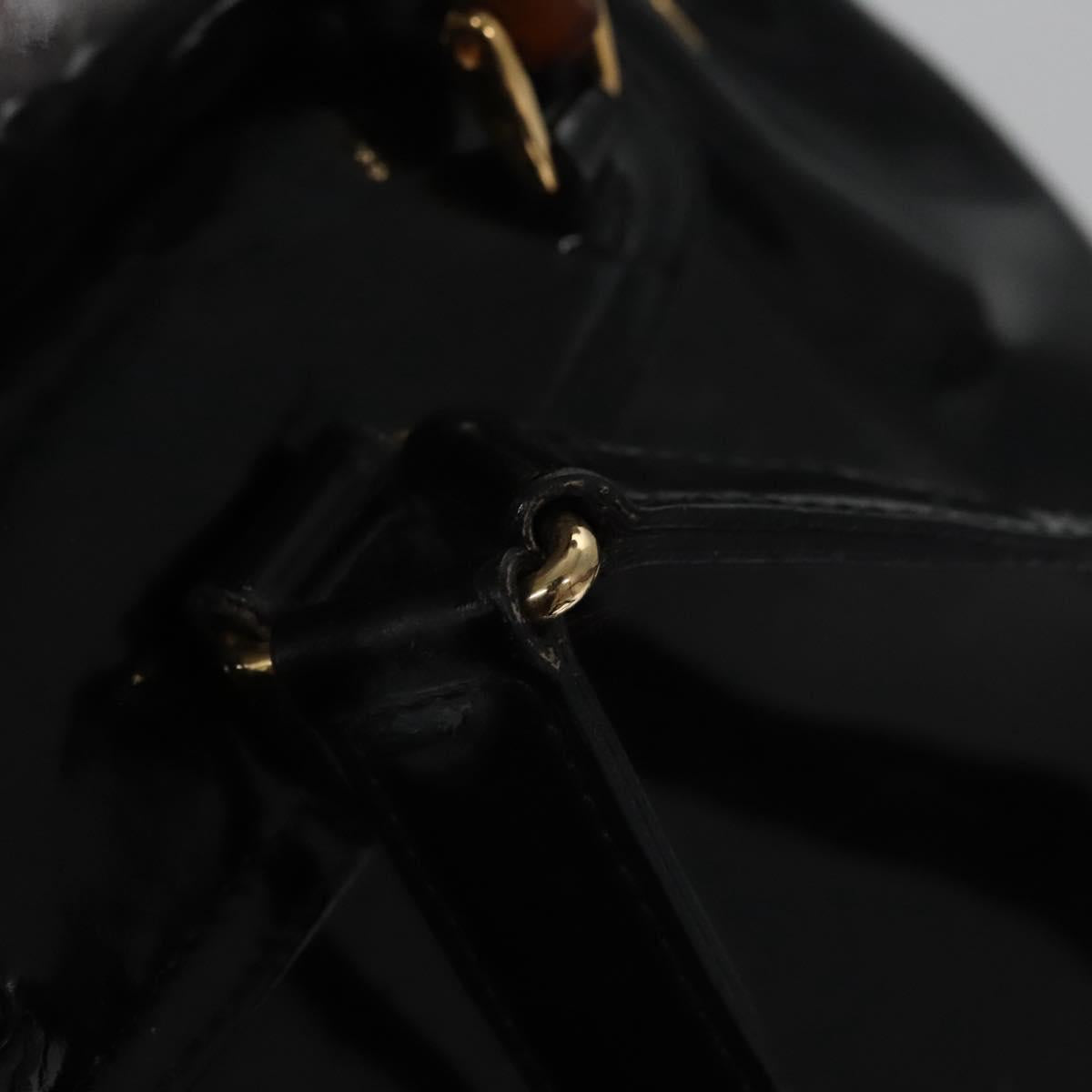 GUCCI Bamboo Backpack Patent leather Black 003 2058 0030 Auth nb014