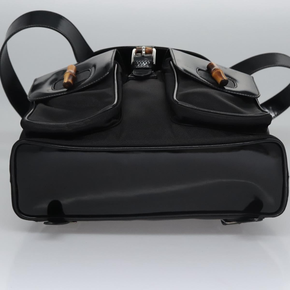 GUCCI Bamboo Backpack Patent leather Black 003 1998 0016 Auth nb024