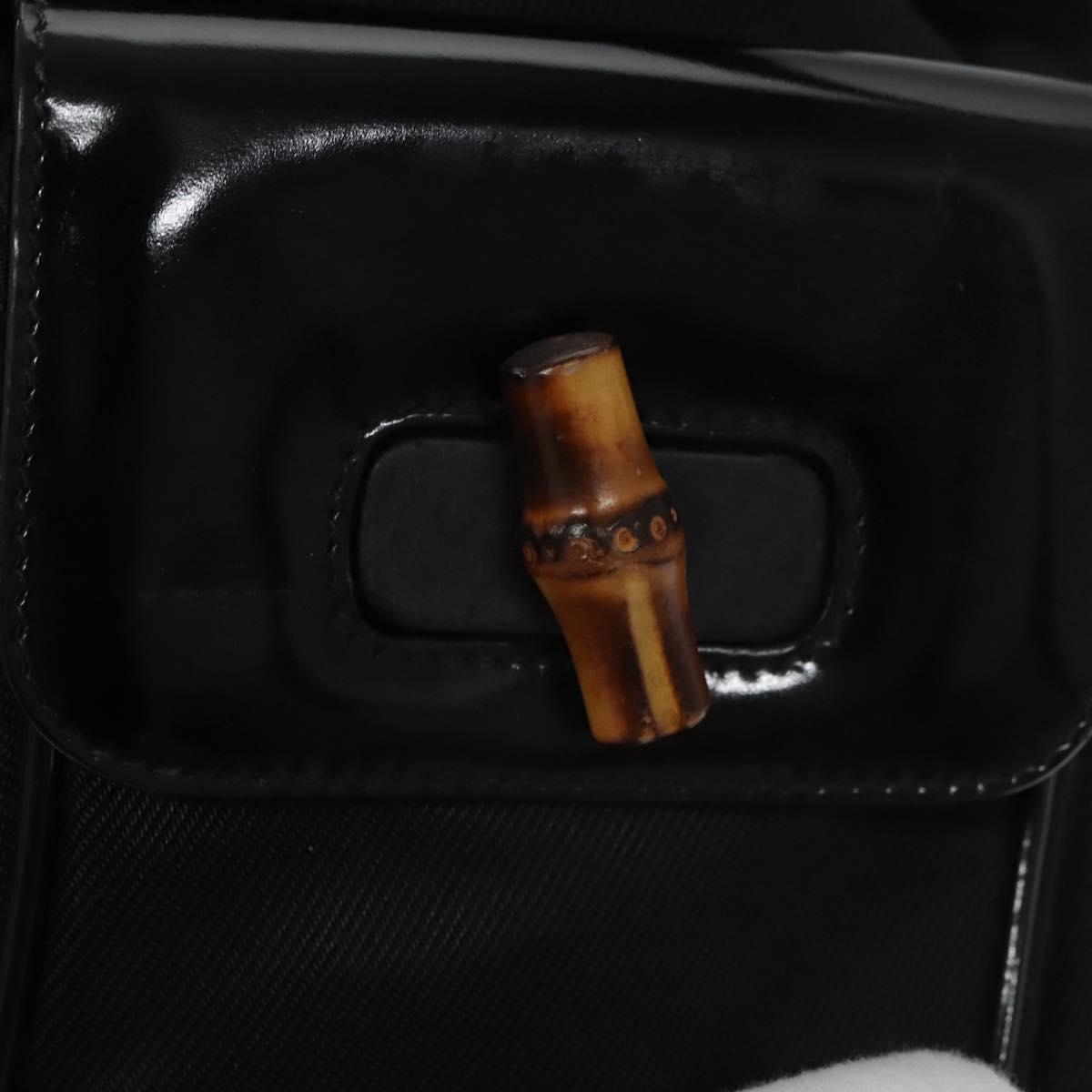 GUCCI Bamboo Backpack Patent leather Black 003 1998 0016 Auth nb024