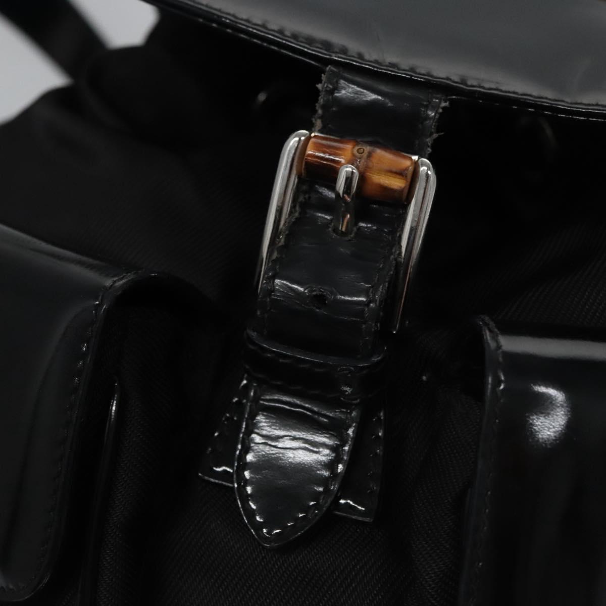 GUCCI Bamboo Backpack Patent leather Black 003 1998 0016 Auth nb024
