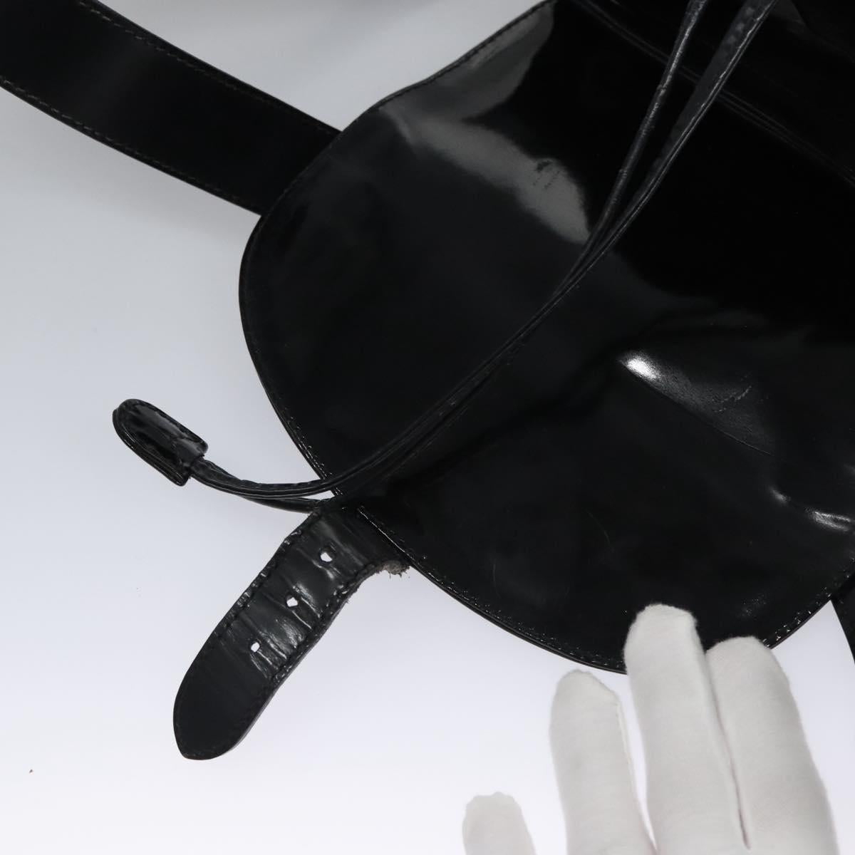 GUCCI Bamboo Backpack Patent leather Black 003 1998 0016 Auth nb024