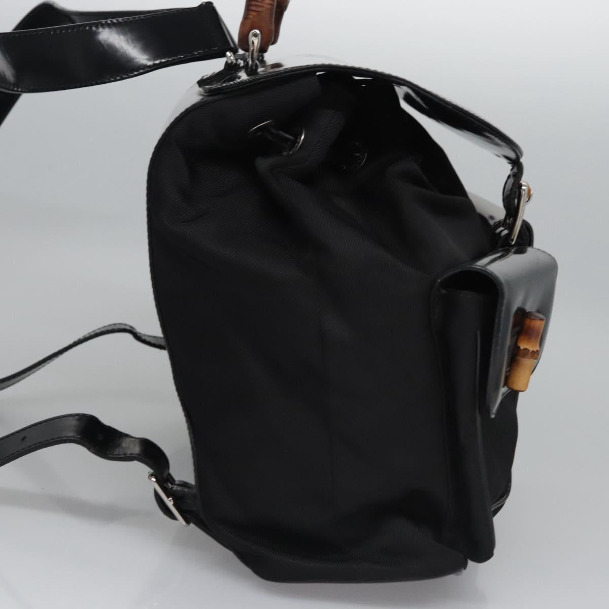 GUCCI Bamboo Backpack Patent leather Black 003 1998 0016 Auth nb024