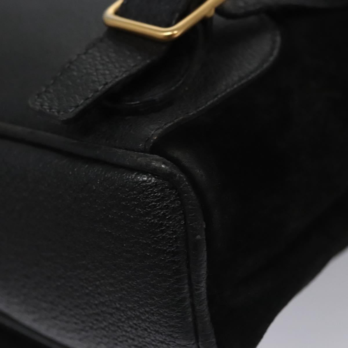 GUCCI Bamboo Backpack Suede Leather Black Gold 003 1705 0030 Auth nb031