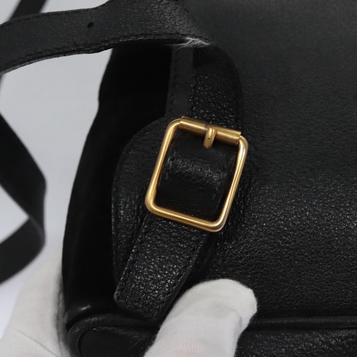 GUCCI Bamboo Backpack Suede Leather Black Gold 003 1705 0030 Auth nb031