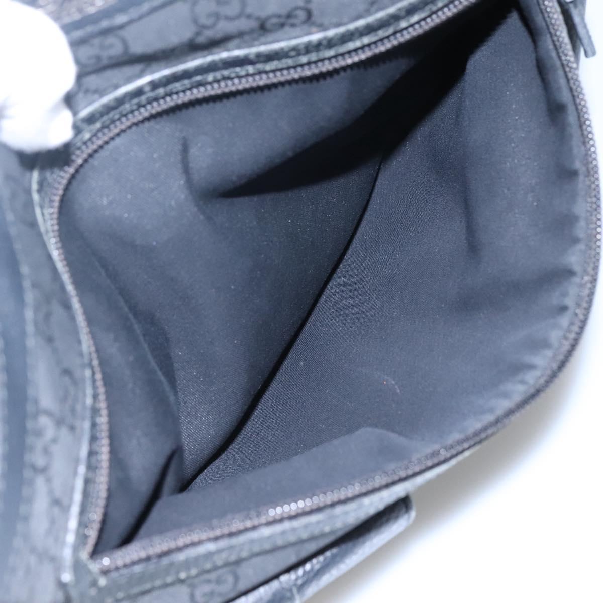 GUCCI GG Canvas Tote Bag Nylon Outlet Black Silver 268639 Auth nb032