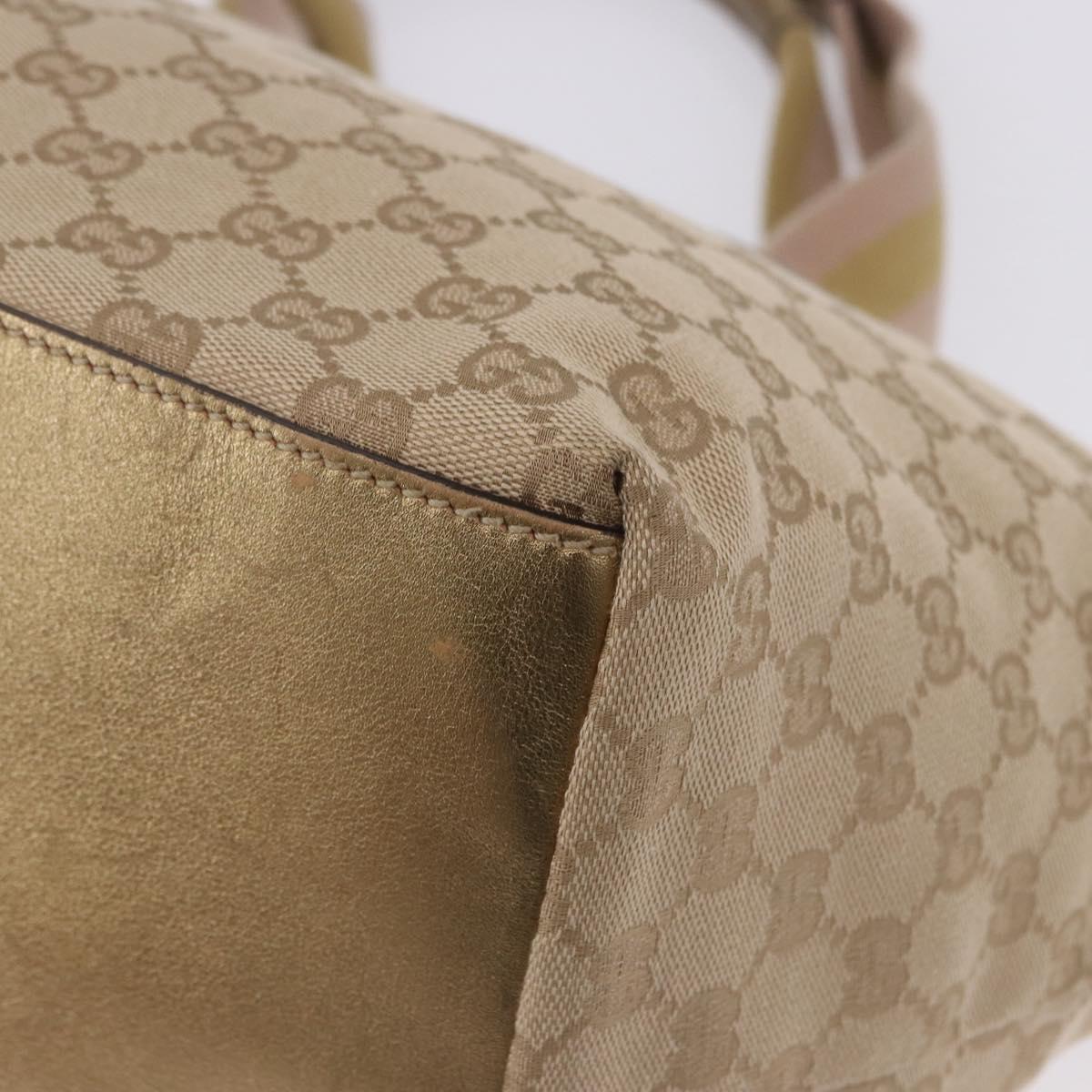 GUCCI GG Canvas Sherry Line Tote Bag Beige Pink gold 131230 Auth nb048