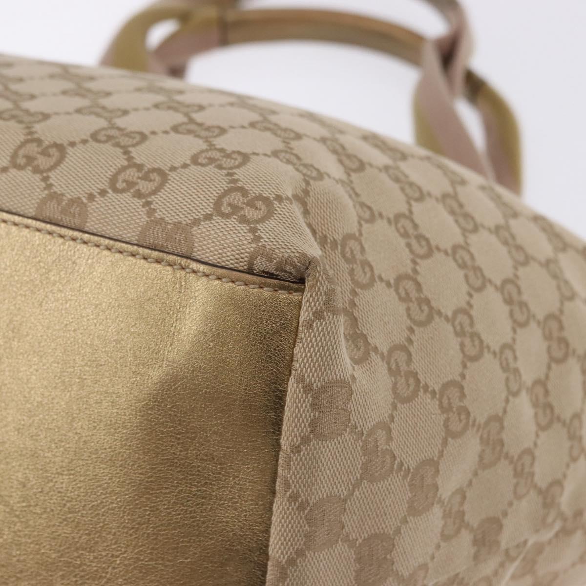 GUCCI GG Canvas Sherry Line Tote Bag Beige Pink gold 131230 Auth nb048