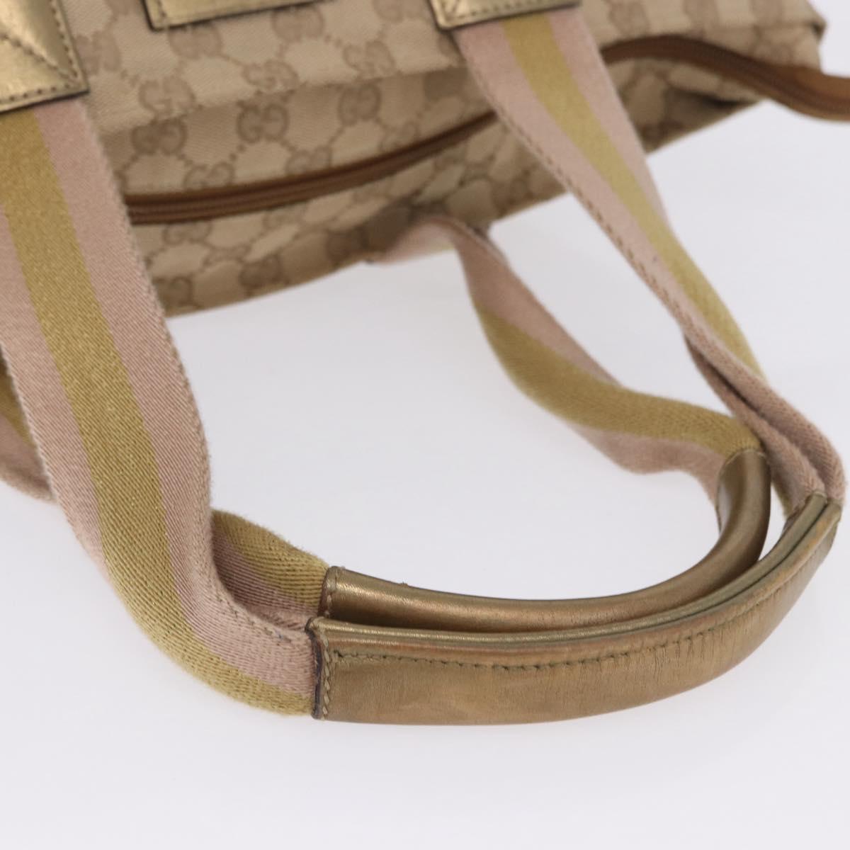 GUCCI GG Canvas Sherry Line Tote Bag Beige Pink gold 131230 Auth nb048