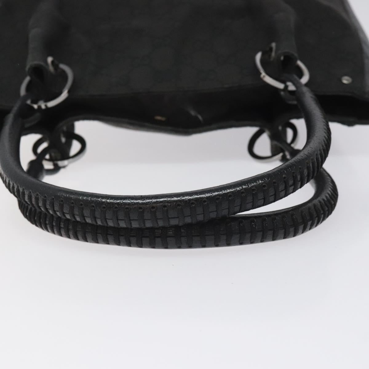 GUCCI GG Canvas Shoulder Bag Black Silver 115007 Auth nb052