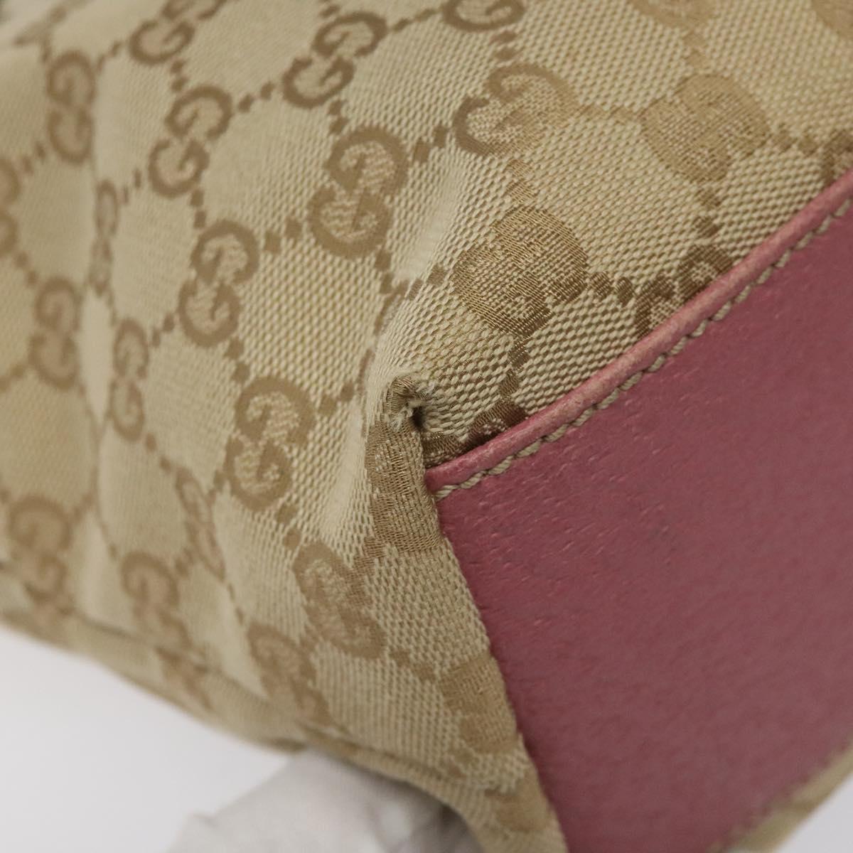 GUCCI GG Canvas Tote Bag Beige Pink Auth nb054