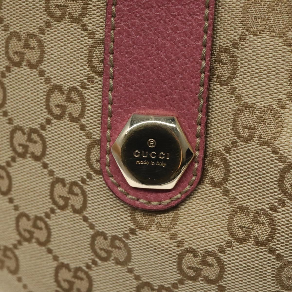GUCCI GG Canvas Tote Bag Beige Pink Auth nb054