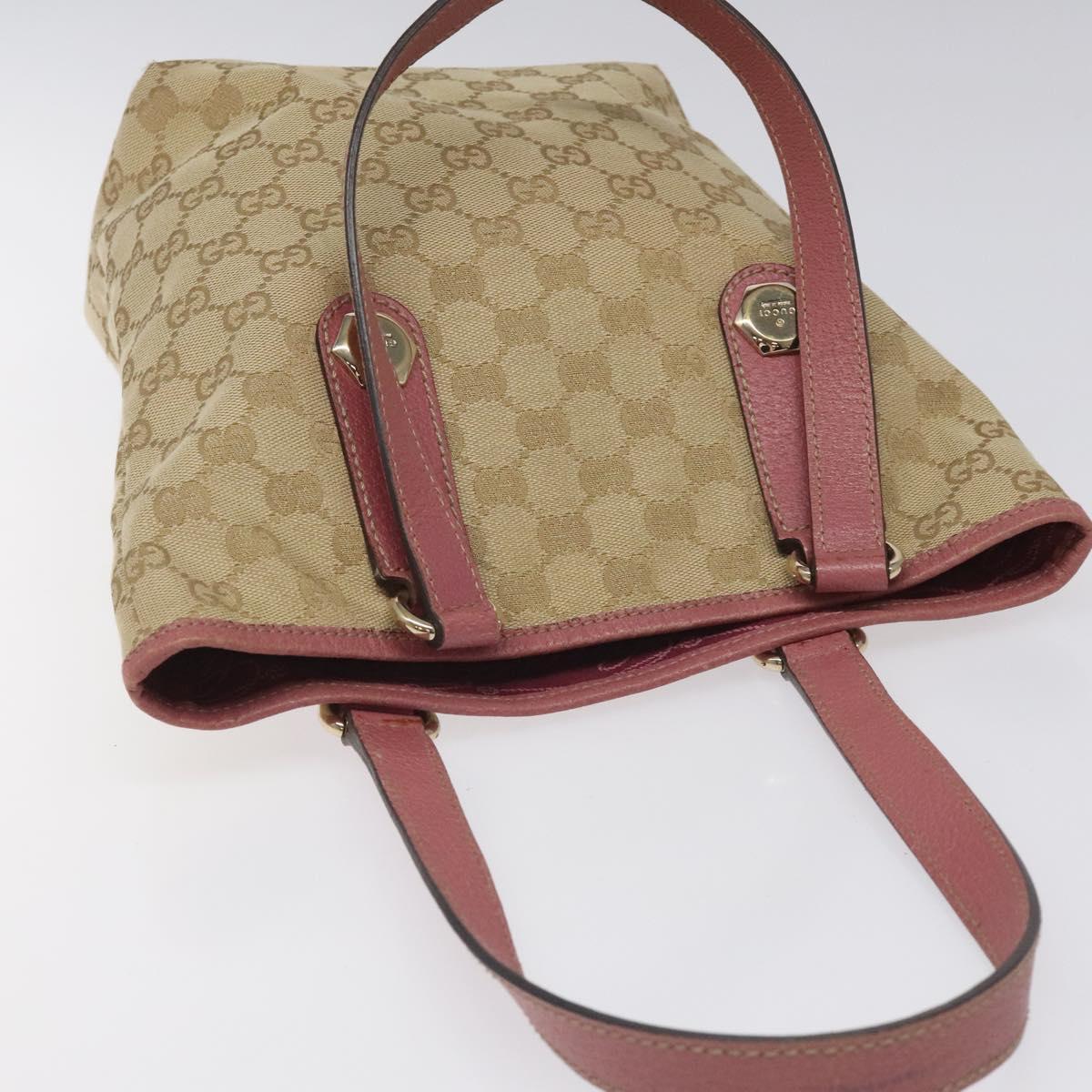 GUCCI GG Canvas Tote Bag Beige Pink Auth nb054