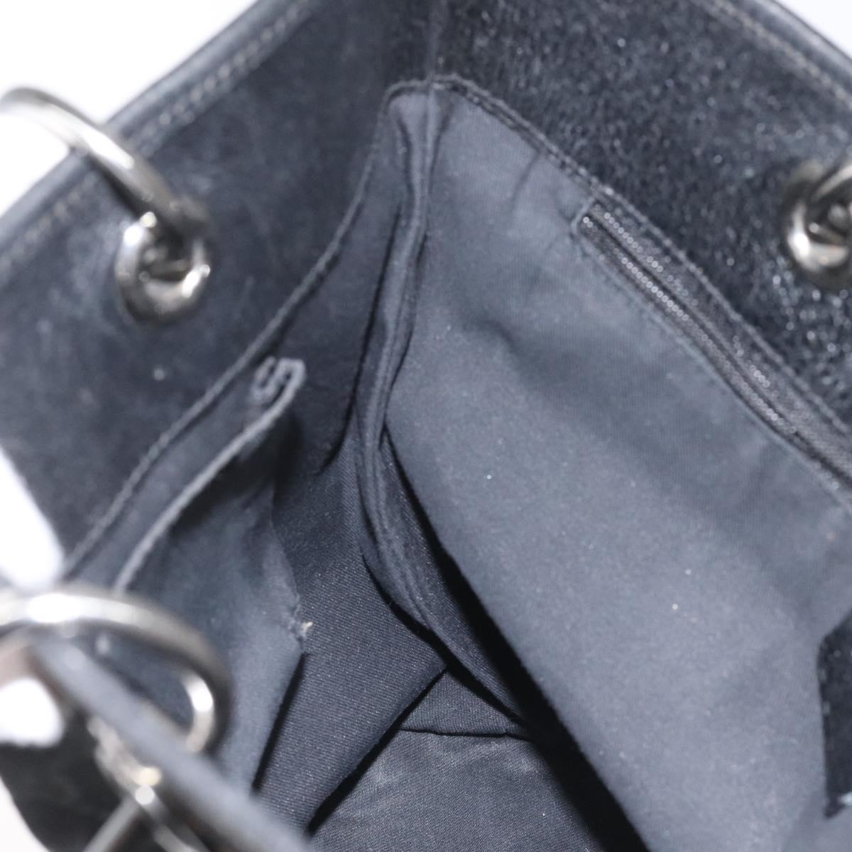 GUCCI GG Canvas Tote Bag Black Silver 120840 Auth nb060