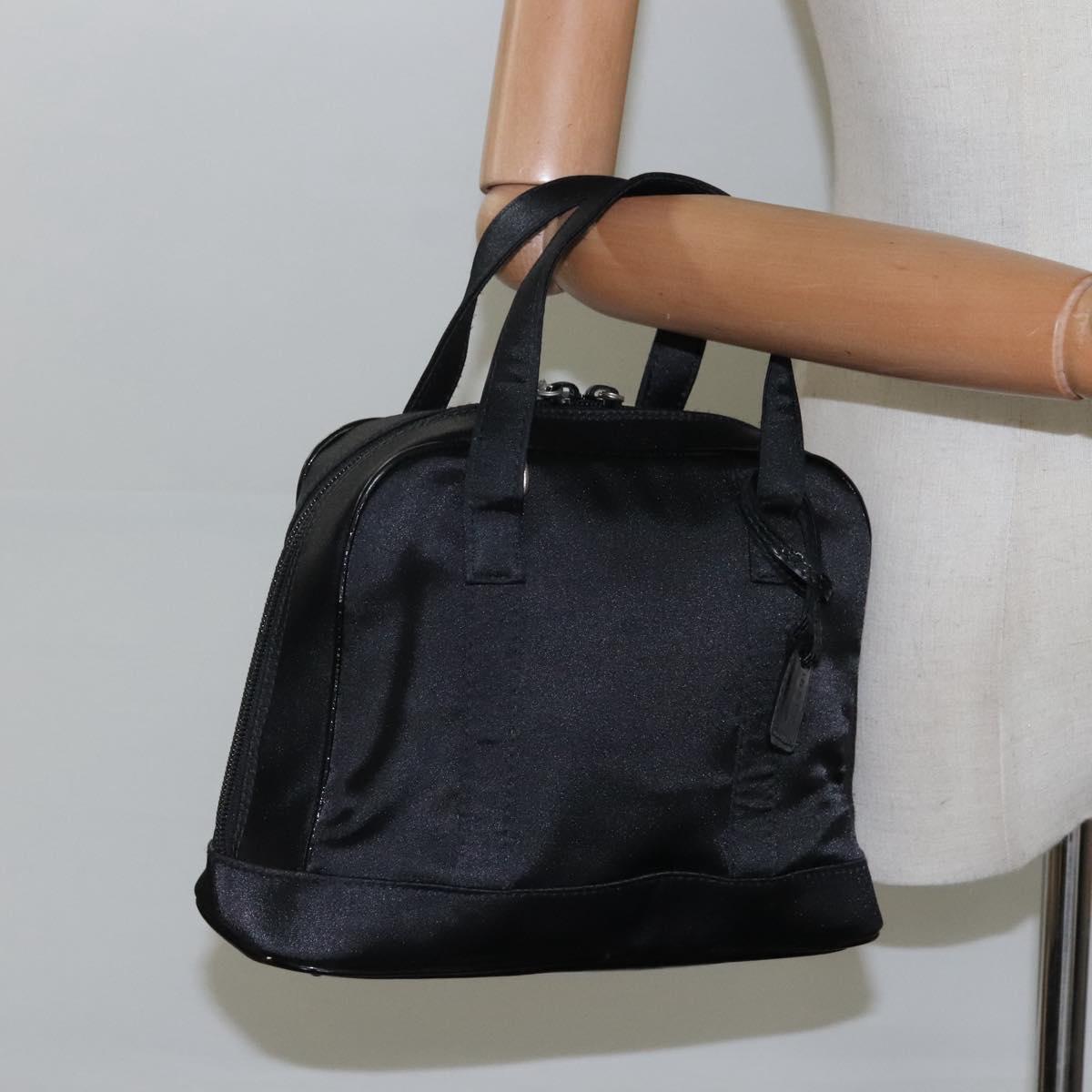 GUCCI Bamboo Hand Bag Nylon Black Auth nb074