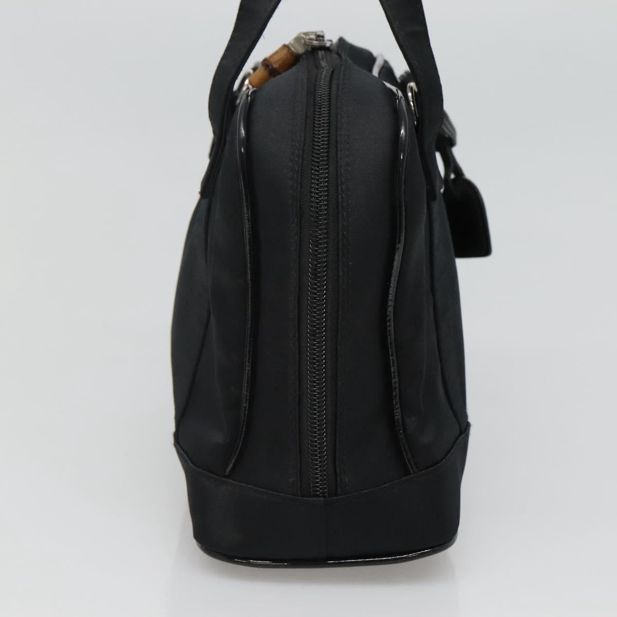 GUCCI Bamboo Hand Bag Nylon Black Auth nb074