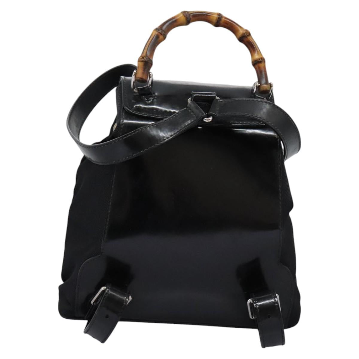 GUCCI Bamboo Backpack Nylon Black 003 1998 0030 Auth nb097