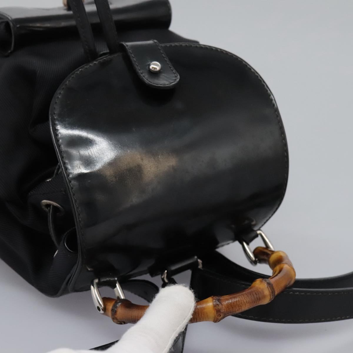 GUCCI Bamboo Backpack Nylon Black 003 1998 0030 Auth nb097