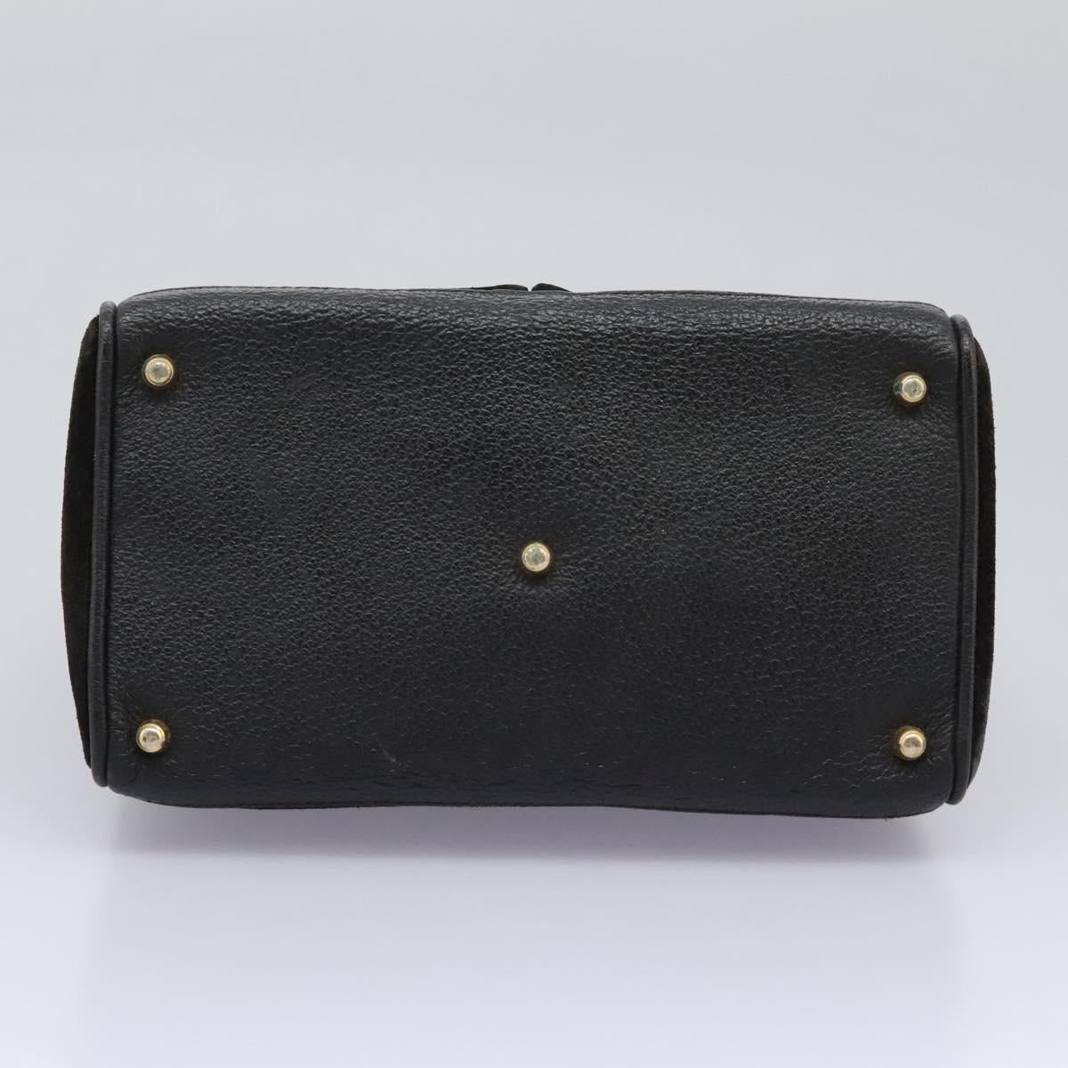 GUCCI Bamboo Hand Bag Suede Leather Black Gold 000 122 0316 Auth nb100