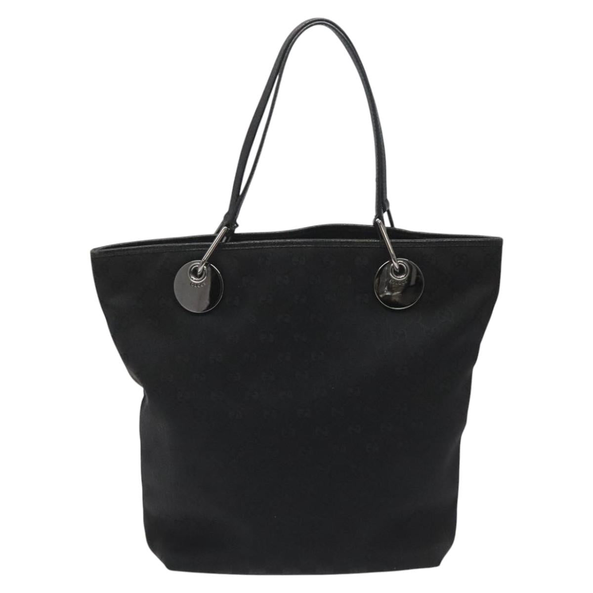 GUCCI GG Canvas Tote Bag Black Silver 120836 Auth nb105