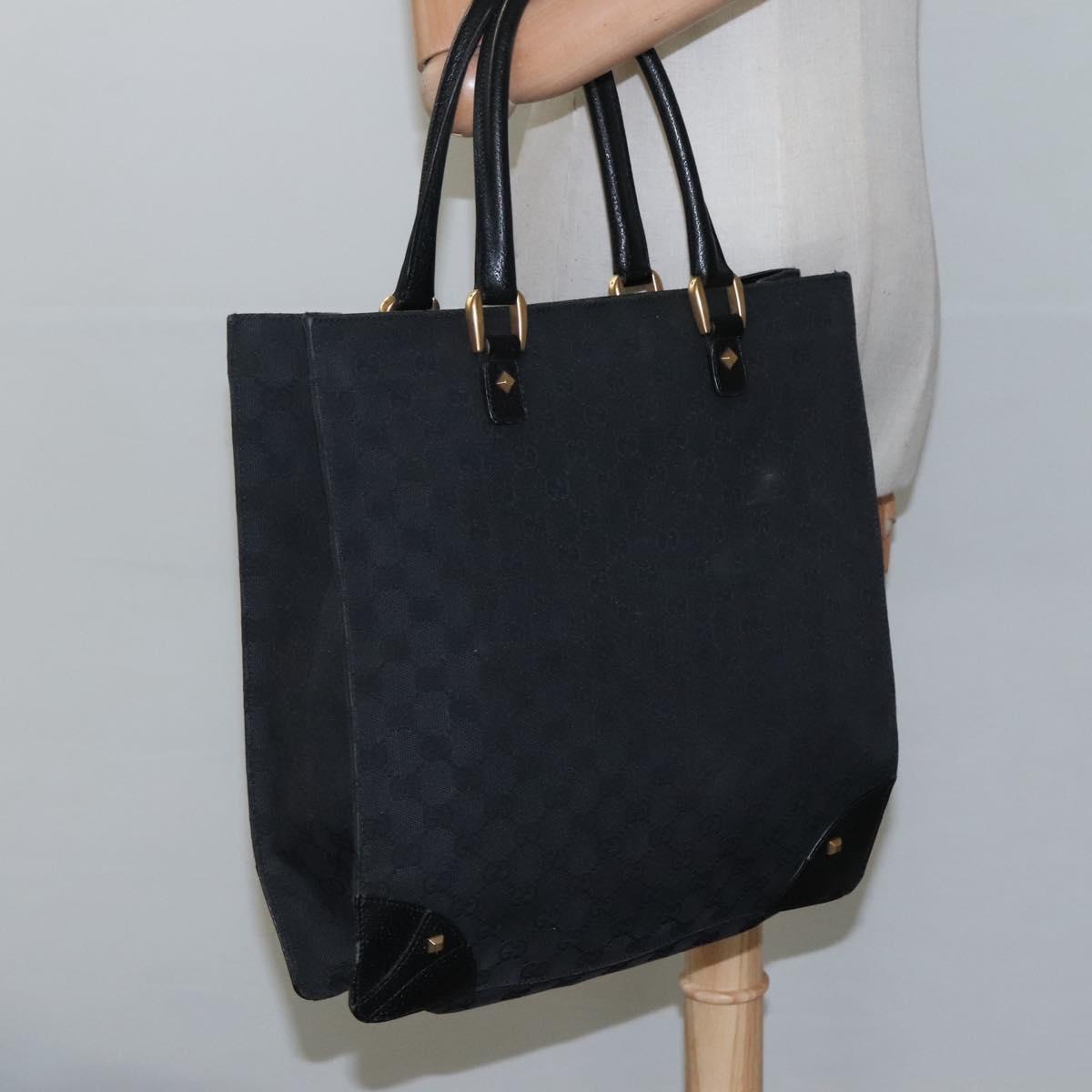 GUCCI GG Canvas Tote Bag Black 120898 Auth nb109