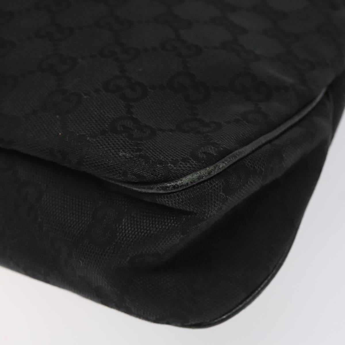 GUCCI GG Canvas Shoulder Bag Silver Black 121023 Auth nb110