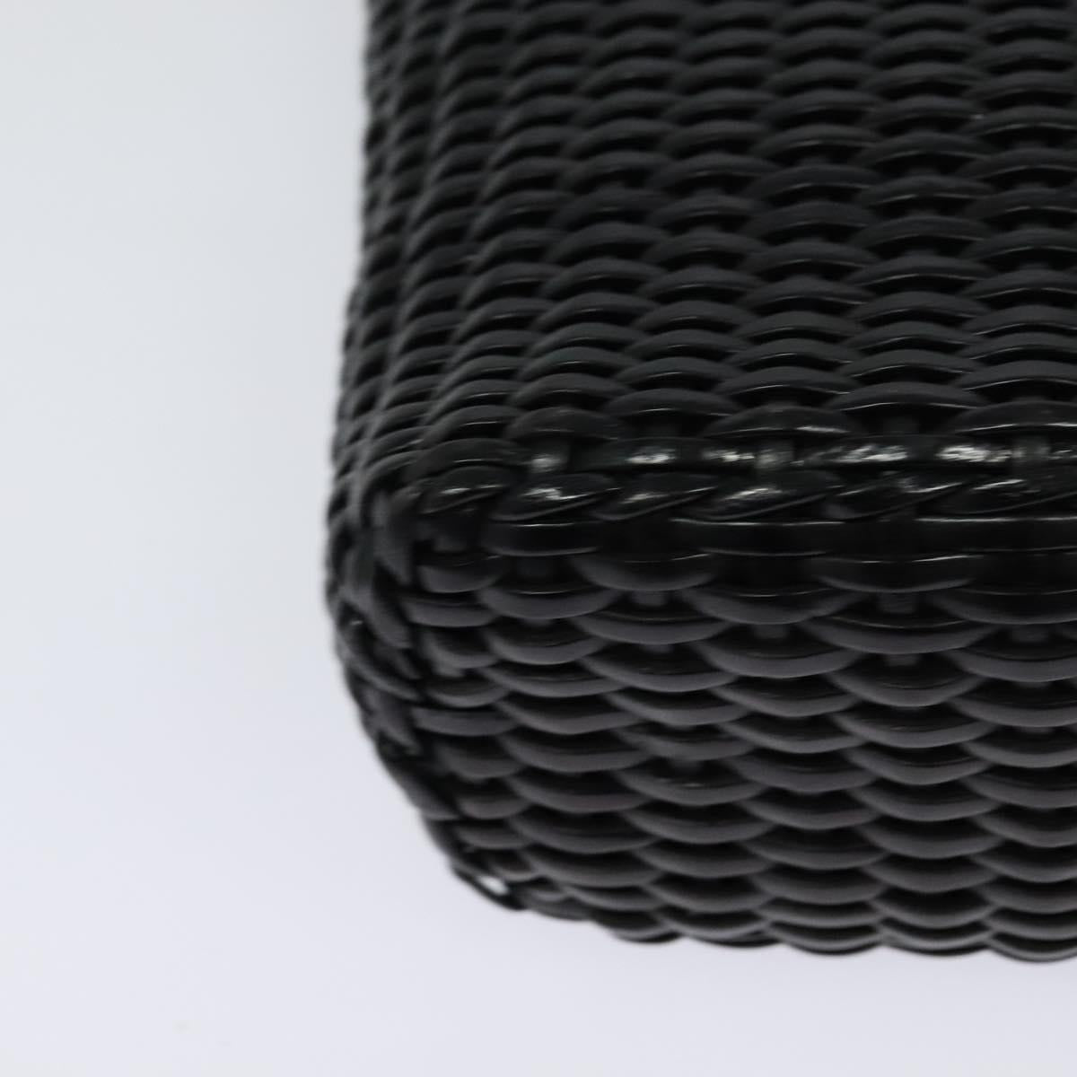 GUCCI Chain Shoulder Bag Straw Black Auth nb112
