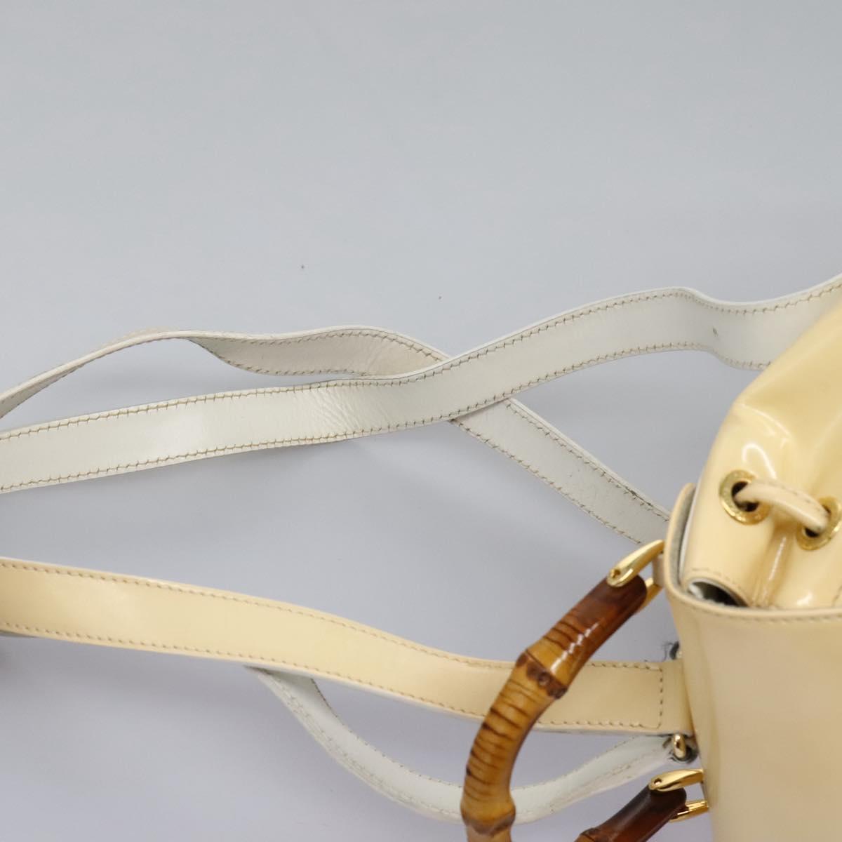 GUCCI Bamboo Backpack Patent leather Beige Gold 003 2058 0030 Auth nb115