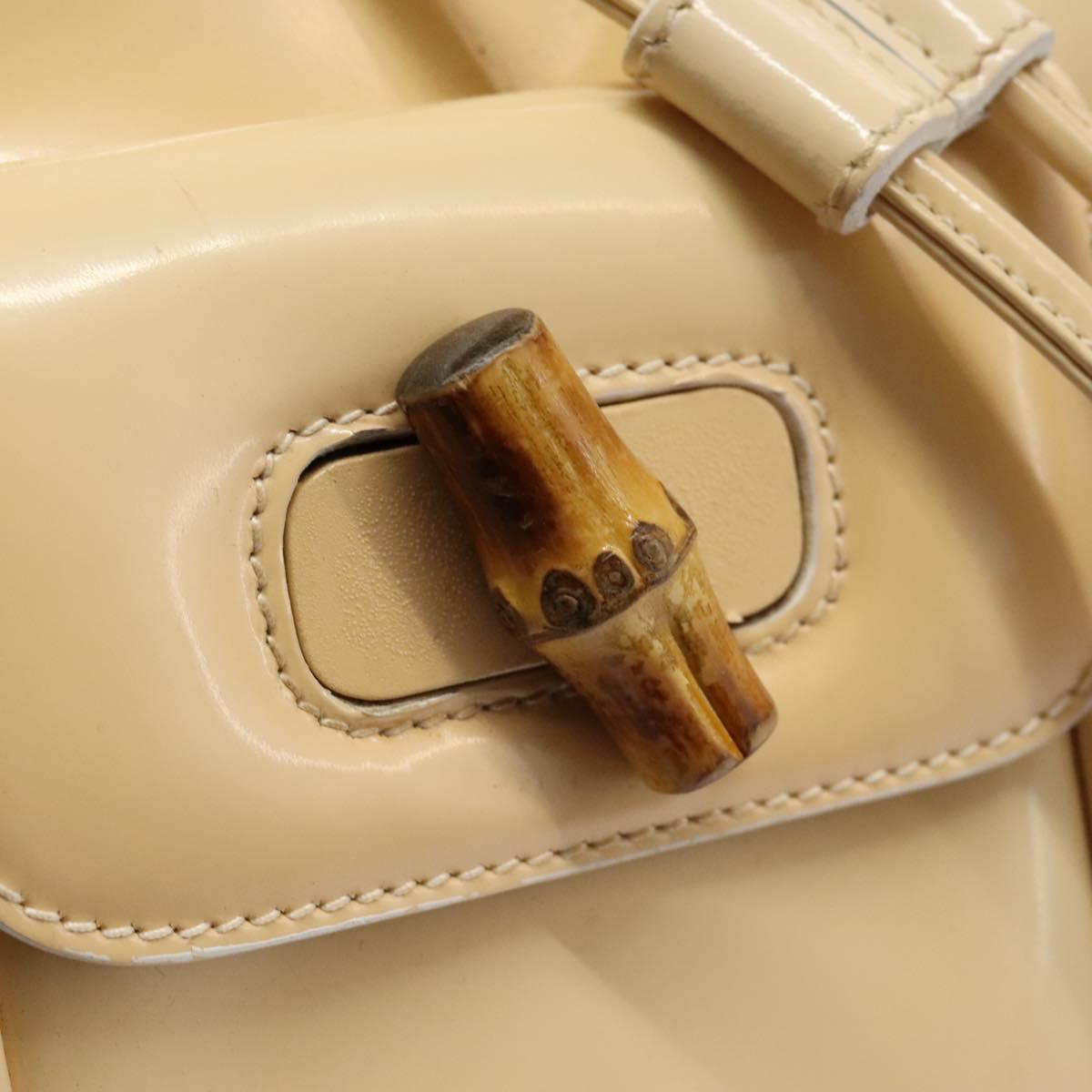 GUCCI Bamboo Backpack Patent leather Beige Gold 003 2058 0030 Auth nb115