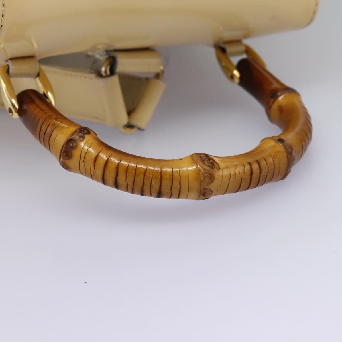 GUCCI Bamboo Backpack Patent leather Beige Gold 003 2058 0030 Auth nb115