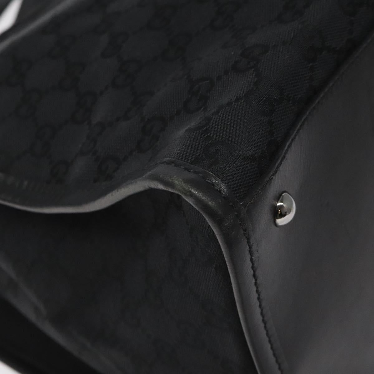 GUCCI GG Canvas Tote Bag Black Silver 109101 Auth nb119