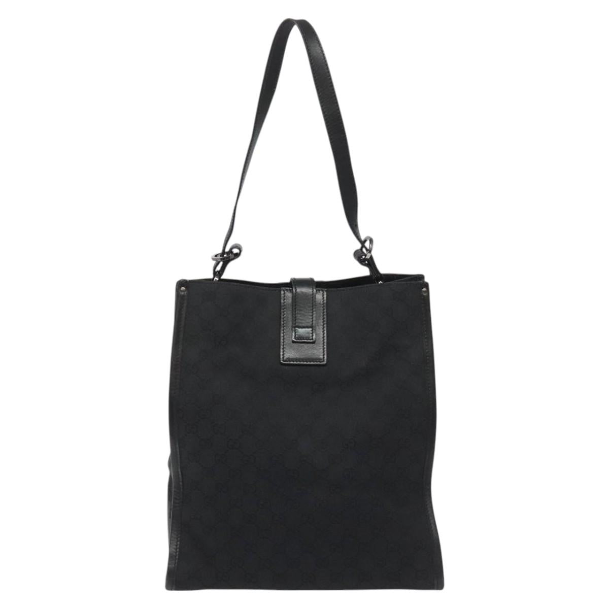 GUCCI GG Canvas Tote Bag Black Silver 109101 Auth nb119