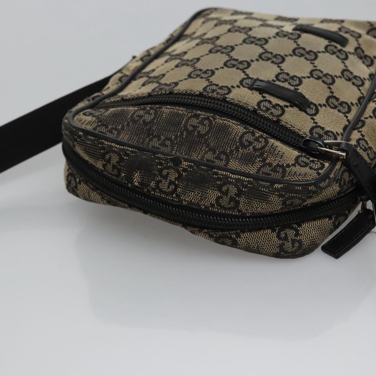 GUCCI GG Canvas Shoulder Bag Beige Black 018 1619 Auth nb171