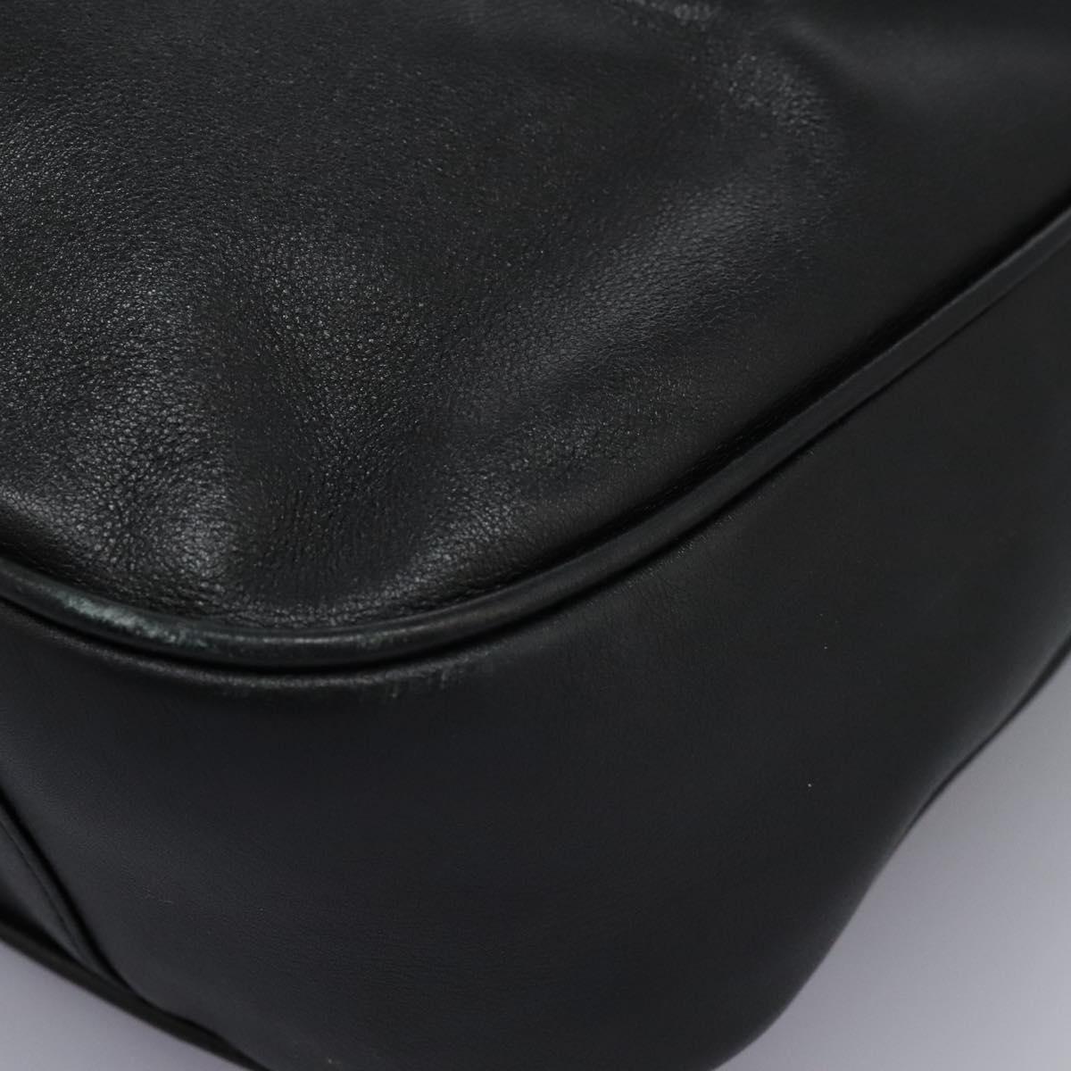 GUCCI Bamboo Hand Bag Leather 2way Black Gold 001 1014 1577 0 Auth nb190