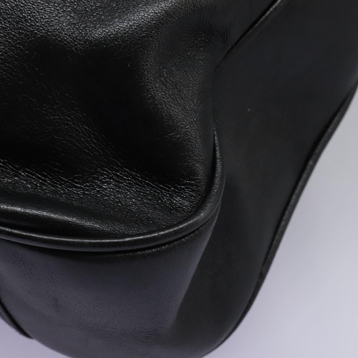 GUCCI Bamboo Hand Bag Leather 2way Black Gold 001 1014 1577 0 Auth nb190