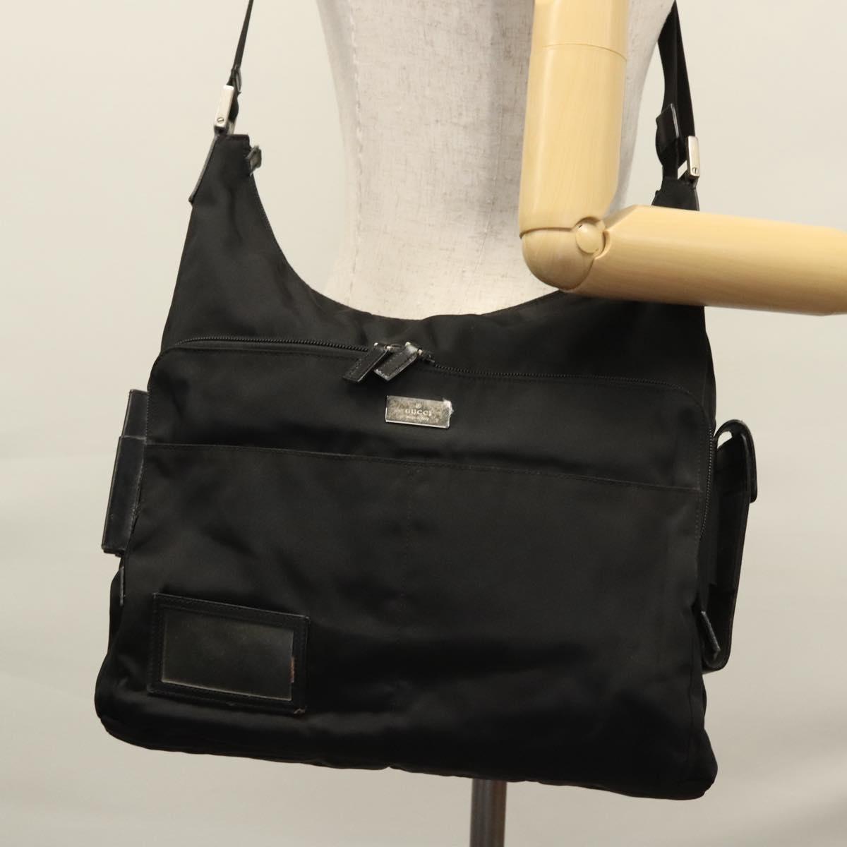 GUCCI Shoulder Bag Nylon Black 019 0312 Auth nb196
