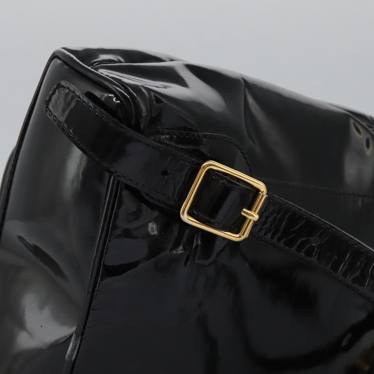 GUCCI Bamboo Backpack Patent leather Black Gold 003 2058 0030 Auth nb200