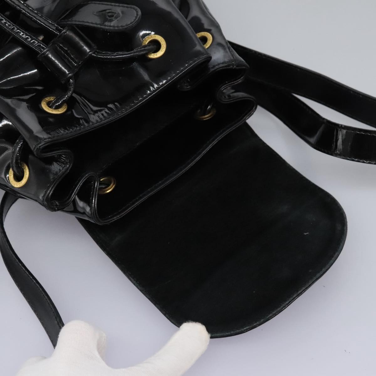 GUCCI Bamboo Backpack Patent leather Black Gold 003 2058 0030 Auth nb200