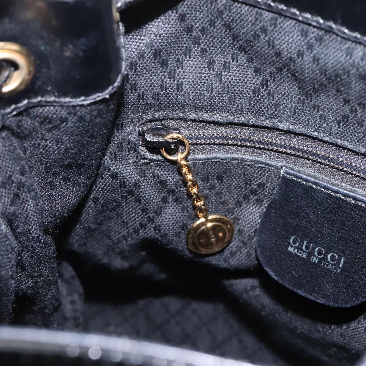 GUCCI Bamboo Backpack Patent leather Black Gold 003 2058 0030 Auth nb200