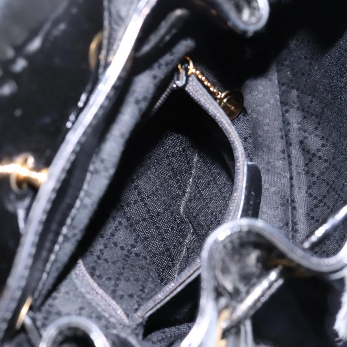 GUCCI Bamboo Backpack Patent leather Black Gold 003 2058 0030 Auth nb200